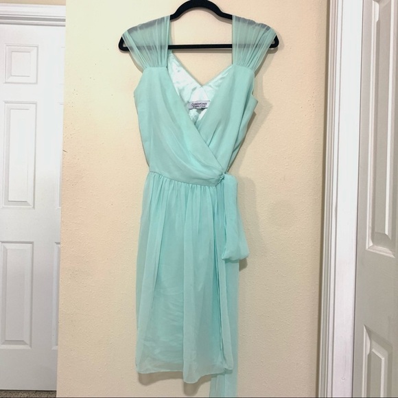 CEREMONY I Want Candy Chiffon Mint wrap Dress S - Picture 2 of 9